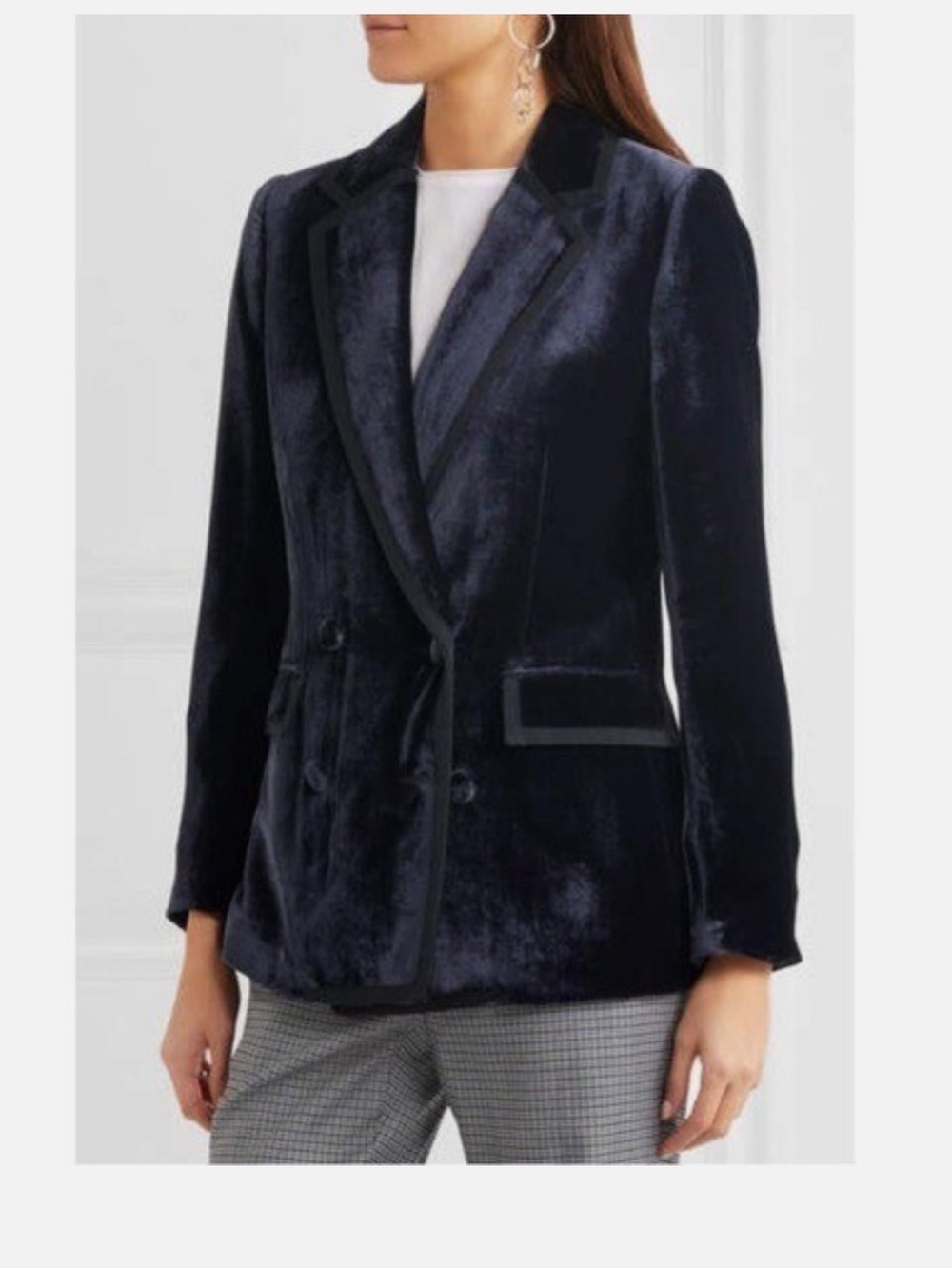 J. Crew Collection Navy Blue Velvet Double Breasted Blazer 8